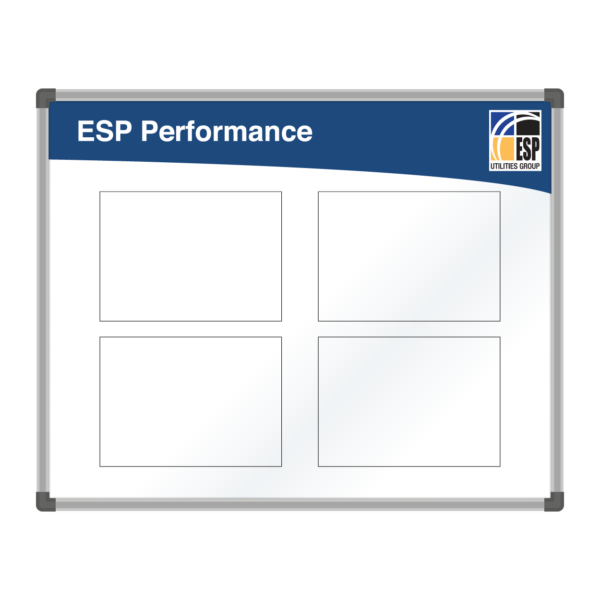 <div class="h4"><B>ES Pipelines Performance Board</B></div><div class="caption-text">The Performance Board created for ES Pipelines comes designed with dedicated A4 paper window holder spaces, so the user knows where to place the paper holder. The paper window holders make updating and changing information an easy process.</div>