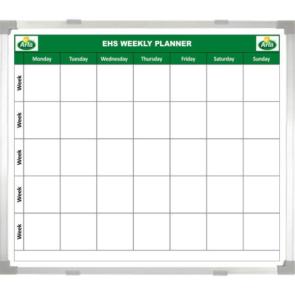 <div class="h4"><B>Weekly Production Planning</B></div><div class="caption-text">Arla purchased this weekly planner whiteboard to map out the entire chain of events on a weekly basis to ensure they maximize productivity. The Arla suite of viusal managment whiteboards all have a consistent design through the various departments.</div>