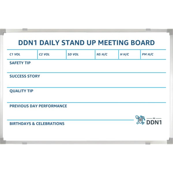 <div class="h4"><B>Daily Stand Up Meeting Board</B></div><div class="caption-text">A daily stand-up huddle  meeting board for one of our customers helps go over important tasks, discuss success stories and celebrate occasions. A great team builder.</div>