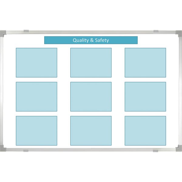 <div class="h4"><B>Quality & Safety Board</B></div><div class="caption-text">A 120 x 90 cm Quality and Safety Board with 9 document holder windows to display important information.</div>