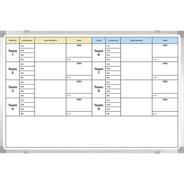 <div class="h4"><B>Custom Printed Team Whiteboard</B></div><div class="caption-text">A lovely 120 x 90 cm Team Board with space at the bottom to write notes and display images</div>