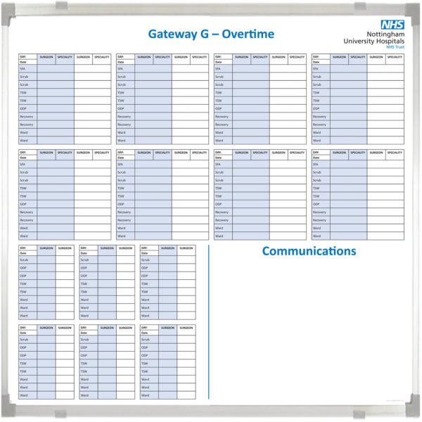 <div class="h4"><B>90 x 90 cm Custom Printed Whiteboard</B></div><div class="caption-text">A wall fix 90 x 90 cm Customised whiteboard to show overtime</div>
