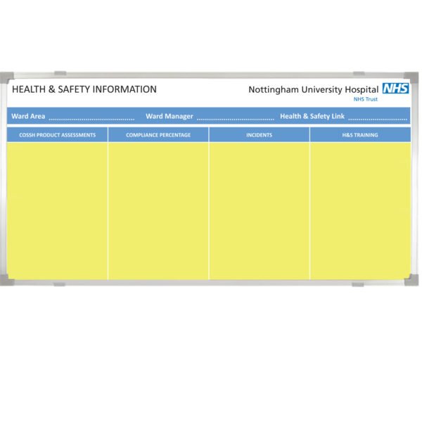 <div class="h4"><B>Special Size 100 x 50 cm H&S Board</B></div><div class="caption-text">This Health & SAfety Notice board is perfect for use with our A4 magnetic frames to display all your H&S notices</div>