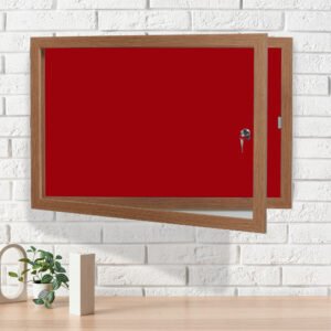 Lockable Notice Board Wood Frame Loop Nylon