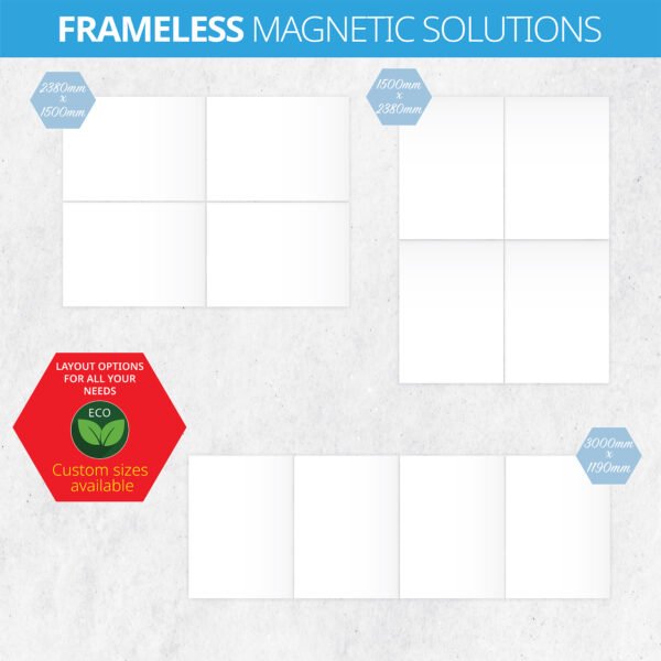Pro Eco Large Magnetic Frameless Whiteboards